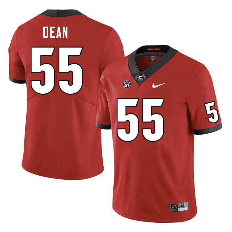 Georgia Bulldogs #55 Marlin Dean College Football Jerseys Sale-Red
